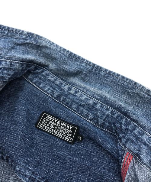 Hysteric Glamour（ヒステリックグラマー）Hysteric Glamour (ヒステリックグラマー) CAR LOGO CAMERA GIRL ワークデニムシャツ ブルー サイズ:XLの古着・服飾アイテム