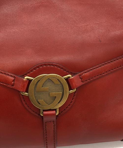 GUCCI（グッチ）GUCCI (グッチ) レザーワンショルダーバッグ レッドの古着・服飾アイテム