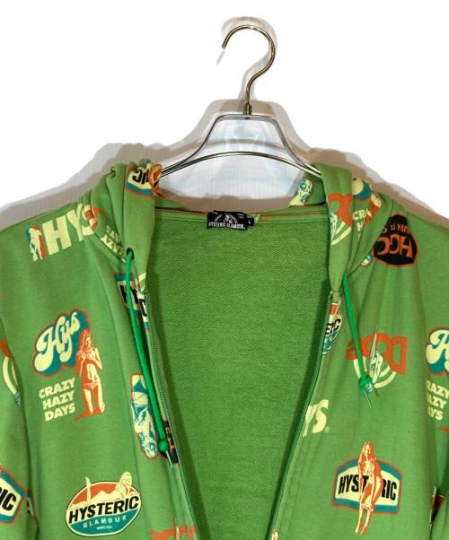 Hysteric Glamour（ヒステリックグラマー）Hysteric Glamour (ヒステリックグラマー) TURN IT ON 1ジップパーカー グリーン サイズ:Lの古着・服飾アイテム