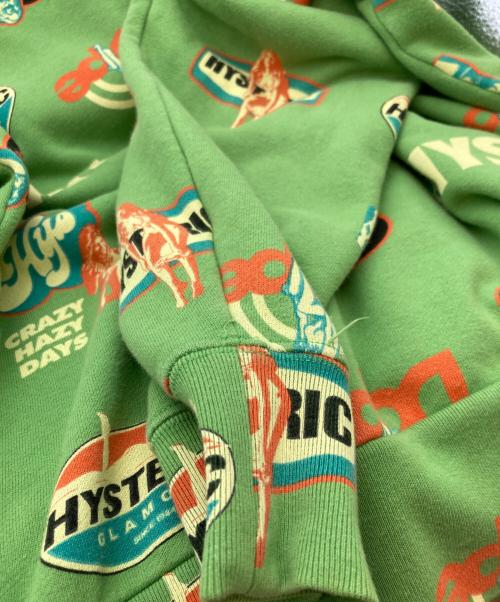 Hysteric Glamour（ヒステリックグラマー）Hysteric Glamour (ヒステリックグラマー) TURN IT ON 1ジップパーカー グリーン サイズ:Lの古着・服飾アイテム