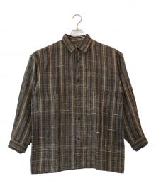 ISSEY MIYAKE（イッセイミヤケ）の古着「ウールリネンシャツ」｜ブラウン