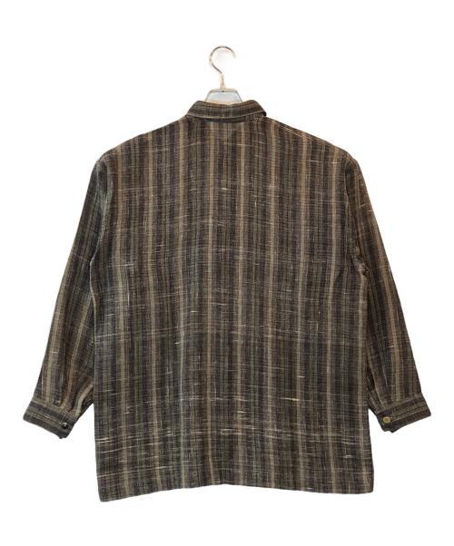 ISSEY MIYAKE（イッセイミヤケ）ISSEY MIYAKE (イッセイミヤケ) ウールリネンシャツ ブラウン サイズ:Ｍの古着・服飾アイテム