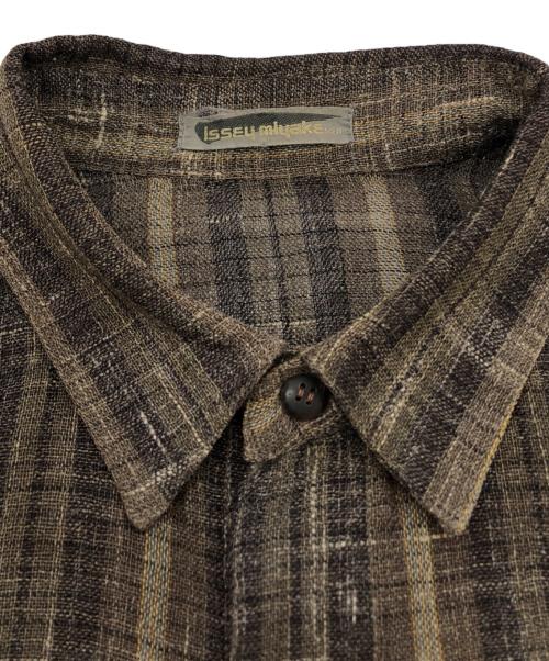 ISSEY MIYAKE（イッセイミヤケ）ISSEY MIYAKE (イッセイミヤケ) ウールリネンシャツ ブラウン サイズ:Ｍの古着・服飾アイテム