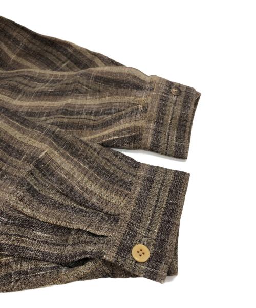 ISSEY MIYAKE（イッセイミヤケ）ISSEY MIYAKE (イッセイミヤケ) ウールリネンシャツ ブラウン サイズ:Ｍの古着・服飾アイテム