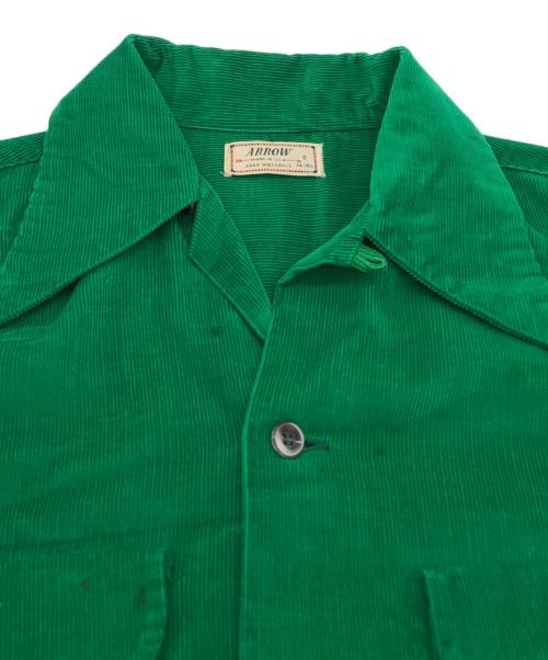 ARROW（アロー）ARROW (アロー) オープンカラーコーデュロイシャツ グリーン サイズ:Ｓ（14-14 1/2)の古着・服飾アイテム