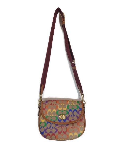 COACH（コーチ）COACH (コーチ) ウィロウ サドル バッグ レインボー シグネチャー キャンバス ブラウンの古着・服飾アイテム