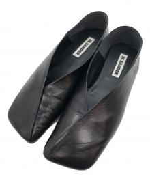 JIL SANDER（ジルサンダー）の古着「Square Toe Leather Ballet Shoes」｜ブラック