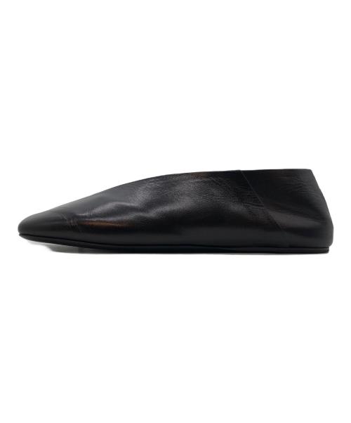 JIL SANDER（ジルサンダー）JIL SANDER (ジルサンダー) Square Toe Leather Ballet Shoes ブラック サイズ:35の古着・服飾アイテム
