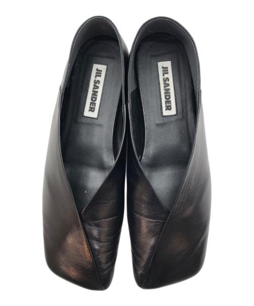 JIL SANDER（ジルサンダー）JIL SANDER (ジルサンダー) Square Toe Leather Ballet Shoes ブラック サイズ:35の古着・服飾アイテム
