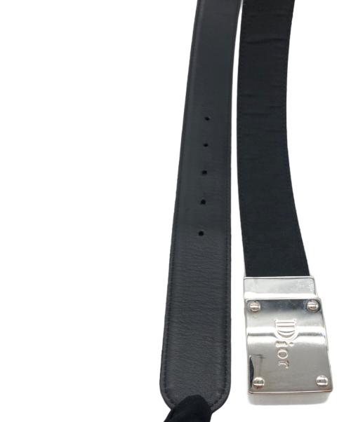 Christian Dior（クリスチャン ディオール）Christian Dior (クリスチャン ディオール) バックルキャンバスレザーベルト ブラック サイズ:85の古着・服飾アイテム
