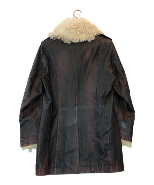DOLCE & GABBANA（ドルチェ＆ガッバーナ）DOLCE & GABBANA (ドルチェ＆ガッバーナ) ムラ染めカンガルーレザーコート ブラウン サイズ:48の古着・服飾アイテム
