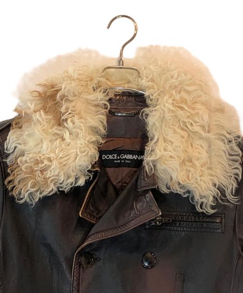 DOLCE & GABBANA（ドルチェ＆ガッバーナ）DOLCE & GABBANA (ドルチェ＆ガッバーナ) ムラ染めカンガルーレザーコート ブラウン サイズ:48の古着・服飾アイテム