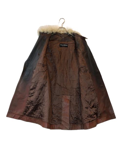 DOLCE & GABBANA（ドルチェ＆ガッバーナ）DOLCE & GABBANA (ドルチェ＆ガッバーナ) ムラ染めカンガルーレザーコート ブラウン サイズ:48の古着・服飾アイテム