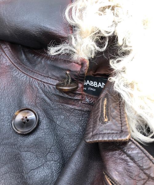 DOLCE & GABBANA（ドルチェ＆ガッバーナ）DOLCE & GABBANA (ドルチェ＆ガッバーナ) ムラ染めカンガルーレザーコート ブラウン サイズ:48の古着・服飾アイテム
