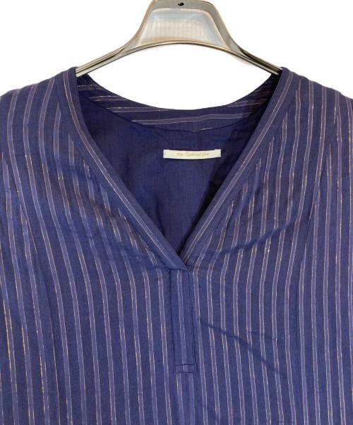 ne quittez pas（ヌキテパ）ne quittez pas (ヌキテパ) Cotton Lurex Stripe V Neck Dress パープル サイズ:Sの古着・服飾アイテム