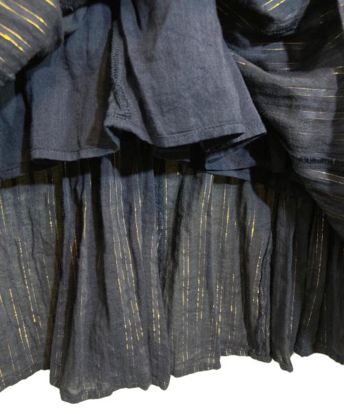 ne quittez pas（ヌキテパ）ne quittez pas (ヌキテパ) Cotton Lurex Stripe V Neck Dress パープル サイズ:Sの古着・服飾アイテム