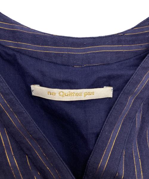 ne quittez pas（ヌキテパ）ne quittez pas (ヌキテパ) Cotton Lurex Stripe V Neck Dress パープル サイズ:Sの古着・服飾アイテム