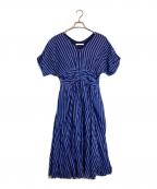 ne quittez pasヌキテパ）の古着「Cotton Voile Stripe Waist Gather Dress」｜ネイビー