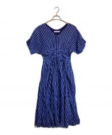 ne quittez pas（ヌキテパ）の古着「Cotton Voile Stripe Waist Gather Dress」｜ネイビー