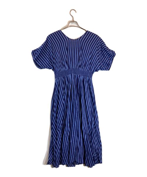 ne quittez pas（ヌキテパ）ne quittez pas (ヌキテパ) Cotton Voile Stripe Waist Gather Dress ネイビー サイズ:Sの古着・服飾アイテム