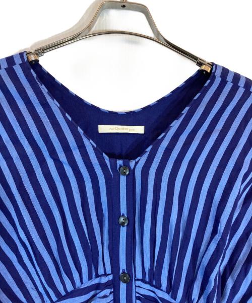ne quittez pas（ヌキテパ）ne quittez pas (ヌキテパ) Cotton Voile Stripe Waist Gather Dress ネイビー サイズ:Sの古着・服飾アイテム