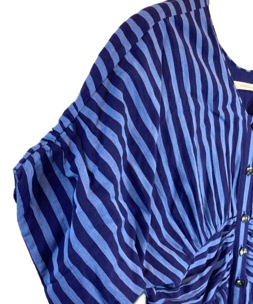 ne quittez pas（ヌキテパ）ne quittez pas (ヌキテパ) Cotton Voile Stripe Waist Gather Dress ネイビー サイズ:Sの古着・服飾アイテム