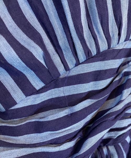 ne quittez pas（ヌキテパ）ne quittez pas (ヌキテパ) Cotton Voile Stripe Waist Gather Dress ネイビー サイズ:Sの古着・服飾アイテム
