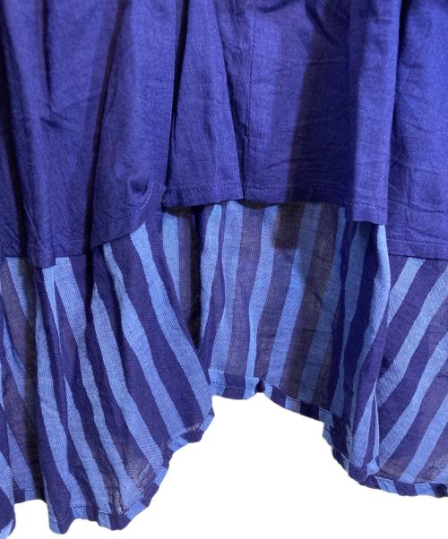 ne quittez pas（ヌキテパ）ne quittez pas (ヌキテパ) Cotton Voile Stripe Waist Gather Dress ネイビー サイズ:Sの古着・服飾アイテム