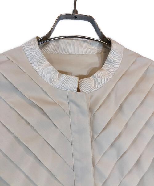LE PHIL（ル フィル）LE PHIL (ル フィル) タック スタンドカラー TCブロードブラウス ブラウン サイズ:Fの古着・服飾アイテム
