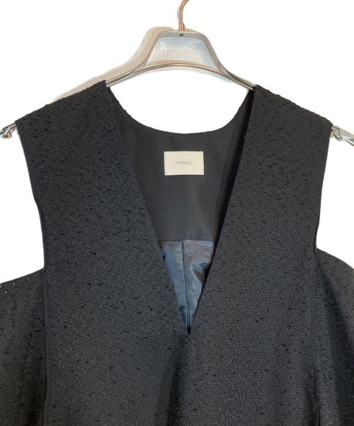 LE PHIL（ル フィル）LE PHIL (ル フィル) ツイードVネックジレ ブラック サイズ:Fの古着・服飾アイテム