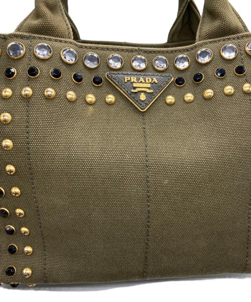 PRADA（プラダ）PRADA (プラダ) 2WAYスタッズハンドバッグ カーキの古着・服飾アイテム