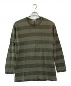 COMME des GARCONSコムデギャルソン）の古着「ボーダーカットソー」｜カーキ