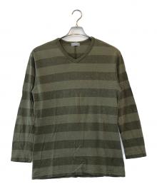 COMME des GARCONS（コムデギャルソン）の古着「ボーダーカットソー」｜カーキ