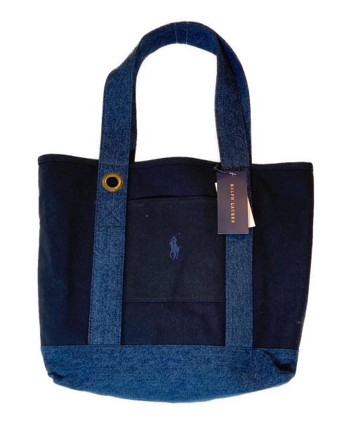 POLO RALPH LAUREN（ポロ・ラルフローレン）POLO RALPH LAUREN (ポロ・ラルフローレン) キャンバストートバッグ ネイビーの古着・服飾アイテム