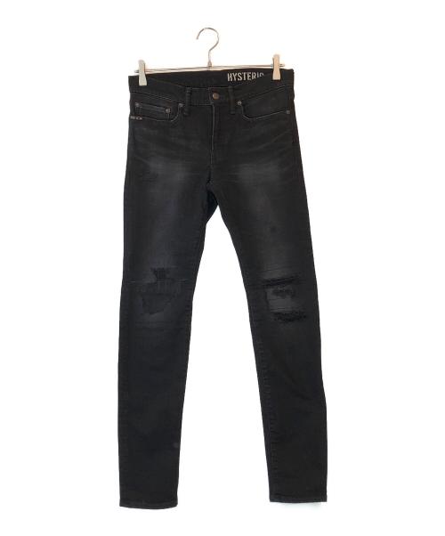 Hysteric Glamour（ヒステリックグラマー）Hysteric Glamour (ヒステリックグラマー) スタッズダメージ加工デニムパンツ ブラック サイズ:W29×L32の古着・服飾アイテム