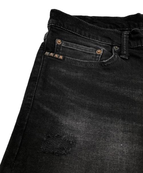 Hysteric Glamour（ヒステリックグラマー）Hysteric Glamour (ヒステリックグラマー) スタッズダメージ加工デニムパンツ ブラック サイズ:W29×L32の古着・服飾アイテム