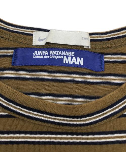 NIKE（ナイキ）NIKE (ナイキ) COMME des GARCONS JUNYA WATANABE MAN (コムデギャルソンジュンヤワタナベマン) 4連ロゴボーダーカットソー オリーブ サイズ:Sの古着・服飾アイテム