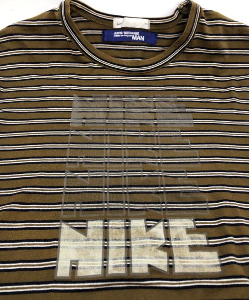 NIKE（ナイキ）NIKE (ナイキ) COMME des GARCONS JUNYA WATANABE MAN (コムデギャルソンジュンヤワタナベマン) 4連ロゴボーダーカットソー オリーブ サイズ:Sの古着・服飾アイテム