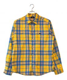 WE11DONE（ウェルダン）の古着「CHECKED LOGO PRINT SHIRT」｜オレンジ