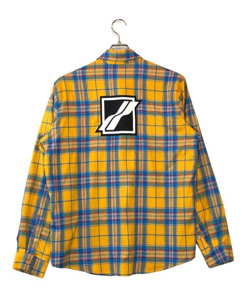 WE11DONE（ウェルダン）WE11DONE (ウェルダン) CHECKED LOGO PRINT SHIRT オレンジ サイズ:Mの古着・服飾アイテム