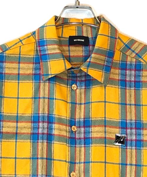 WE11DONE（ウェルダン）WE11DONE (ウェルダン) CHECKED LOGO PRINT SHIRT オレンジ サイズ:Mの古着・服飾アイテム