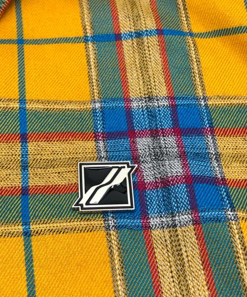 WE11DONE（ウェルダン）WE11DONE (ウェルダン) CHECKED LOGO PRINT SHIRT オレンジ サイズ:Mの古着・服飾アイテム