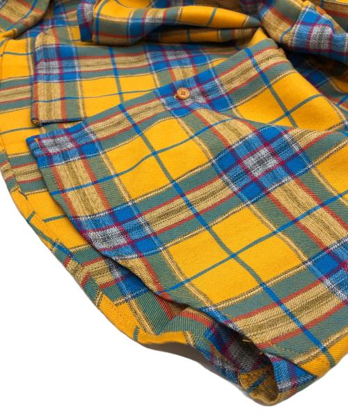 WE11DONE（ウェルダン）WE11DONE (ウェルダン) CHECKED LOGO PRINT SHIRT オレンジ サイズ:Mの古着・服飾アイテム