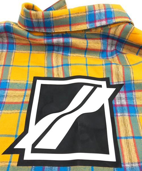 WE11DONE（ウェルダン）WE11DONE (ウェルダン) CHECKED LOGO PRINT SHIRT オレンジ サイズ:Mの古着・服飾アイテム