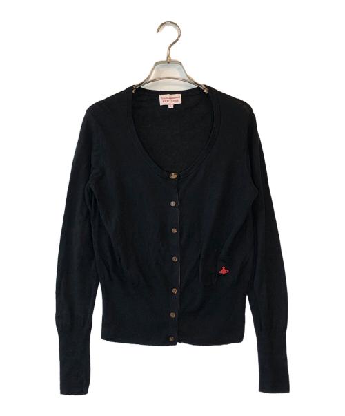Vivienne Westwood RED LABEL（ヴィヴィアンウエストウッドレッドレーベル）Vivienne Westwood RED LABEL (ヴィヴィアンウエストウッドレッドレーベル) リネンコットンオーブ刺繍ニットカーディガン ブラック サイズ:2の古着・服飾アイテム
