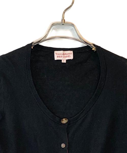 Vivienne Westwood RED LABEL（ヴィヴィアンウエストウッドレッドレーベル）Vivienne Westwood RED LABEL (ヴィヴィアンウエストウッドレッドレーベル) リネンコットンオーブ刺繍ニットカーディガン ブラック サイズ:2の古着・服飾アイテム