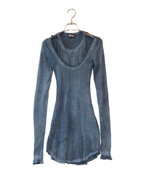 DIESEL（ディーゼル）DIESEL (ディーゼル) バックロゴミニニットワンピース ブルー サイズ:Sの古着・服飾アイテム