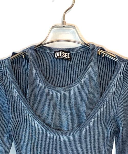 DIESEL（ディーゼル）DIESEL (ディーゼル) バックロゴミニニットワンピース ブルー サイズ:Sの古着・服飾アイテム