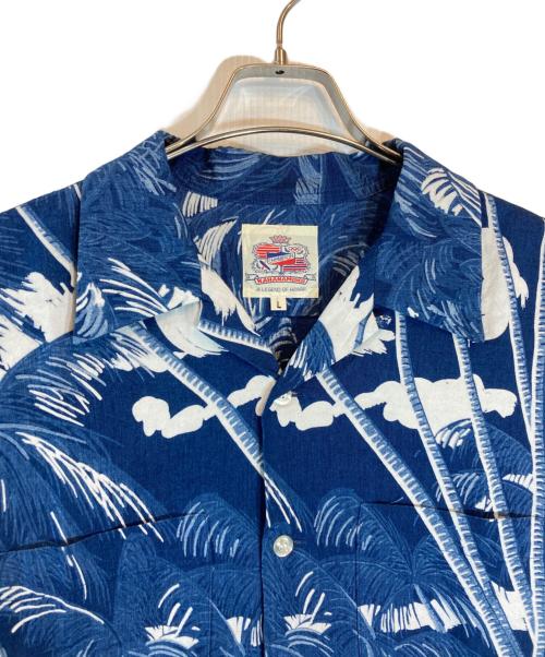 Duke Kahanamoku（デュークカハナモク）DUKE KAHANAMOKU (デュークカハナモク) INDIGO COTTON HAWAIIAN SHIRT ブルー サイズ:Lの古着・服飾アイテム