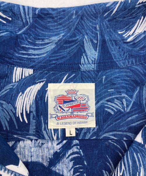Duke Kahanamoku（デュークカハナモク）DUKE KAHANAMOKU (デュークカハナモク) INDIGO COTTON HAWAIIAN SHIRT ブルー サイズ:Lの古着・服飾アイテム